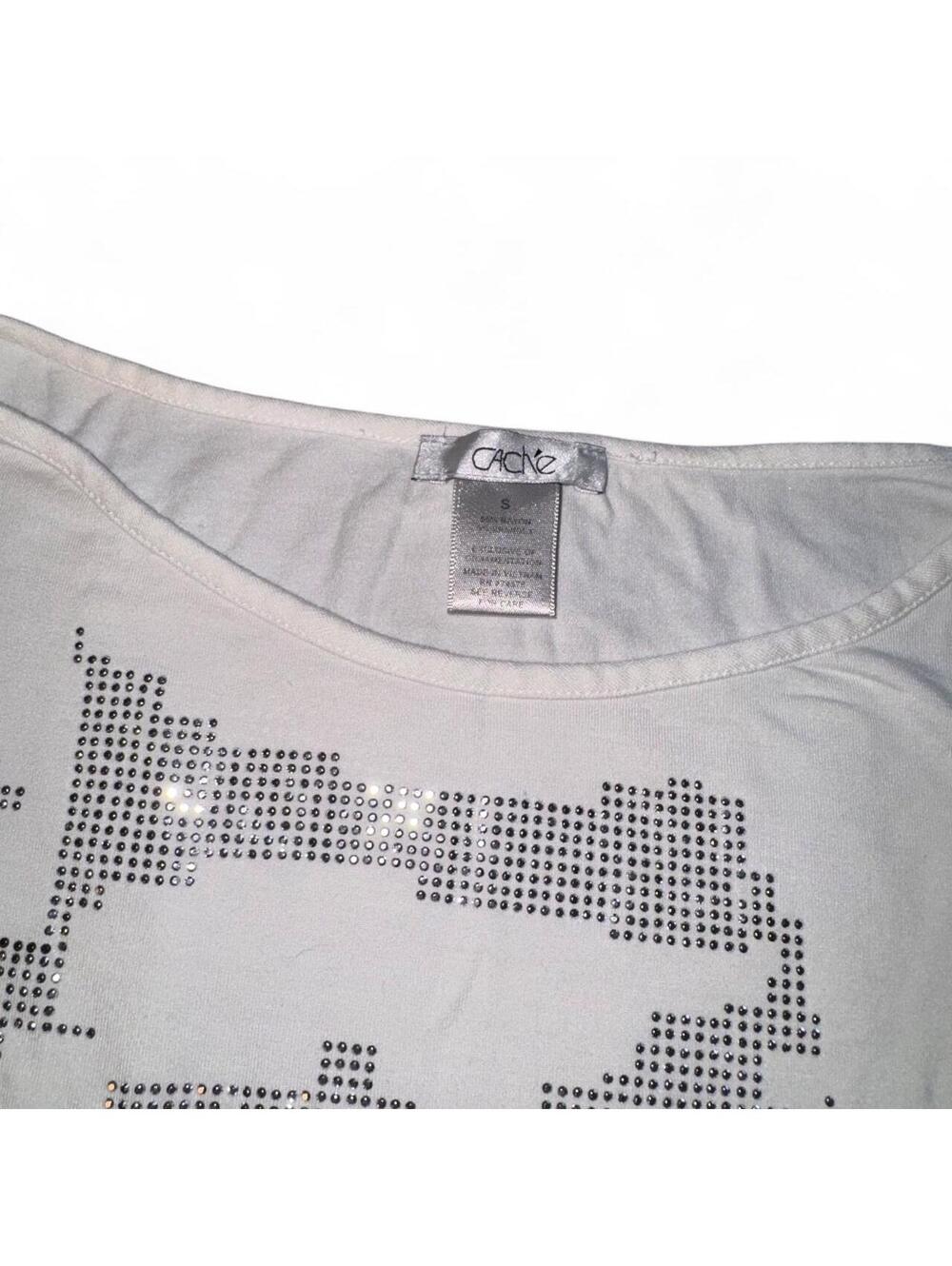 Vintage Y2K Cache Rhinestone Off-Shoulder Top - Picture 5 of 6
